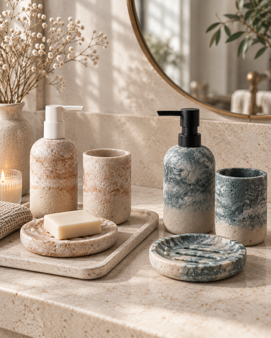 LUSÉVA Travertine Bathroom Set