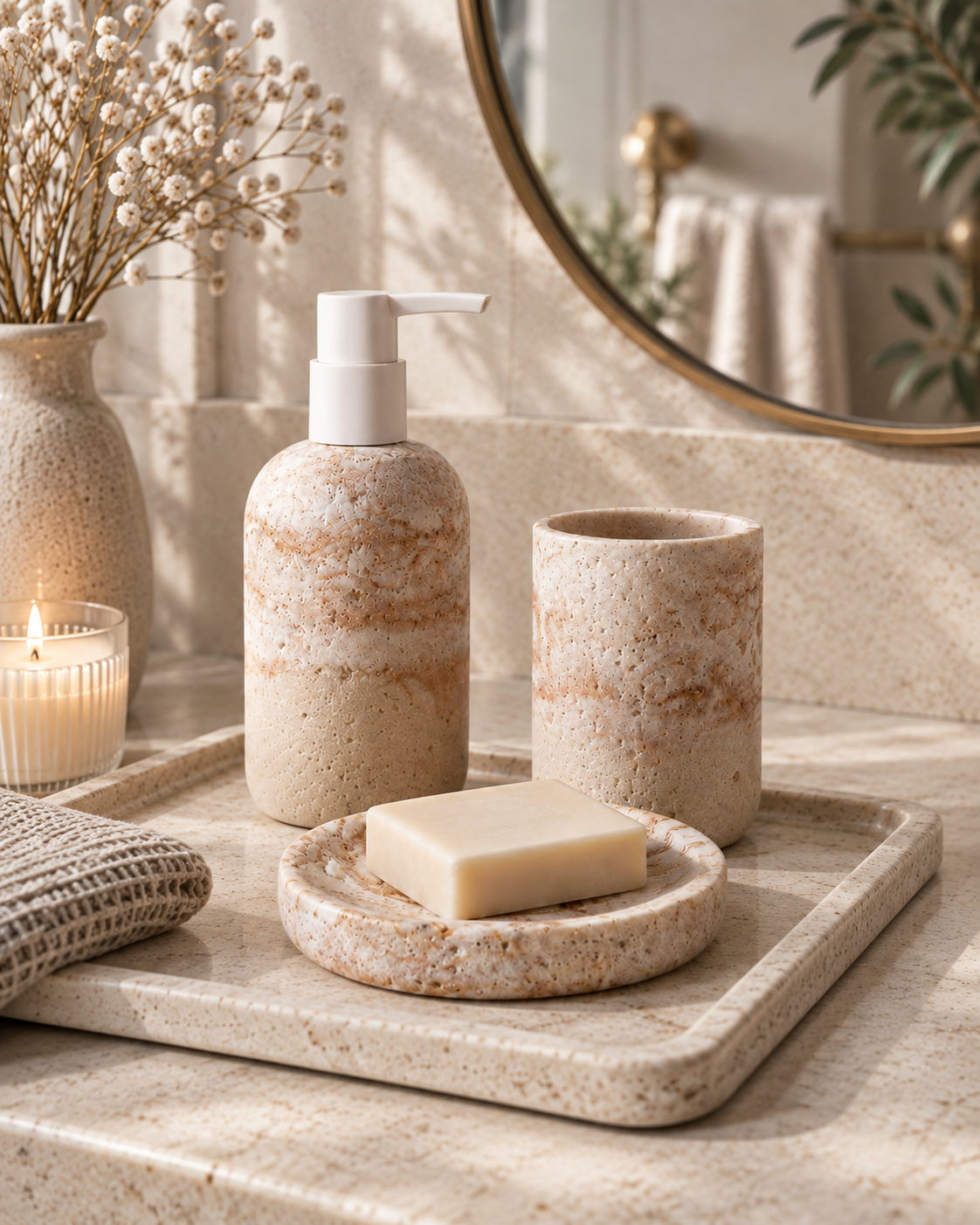 LUSÉVA Travertine Bathroom Set