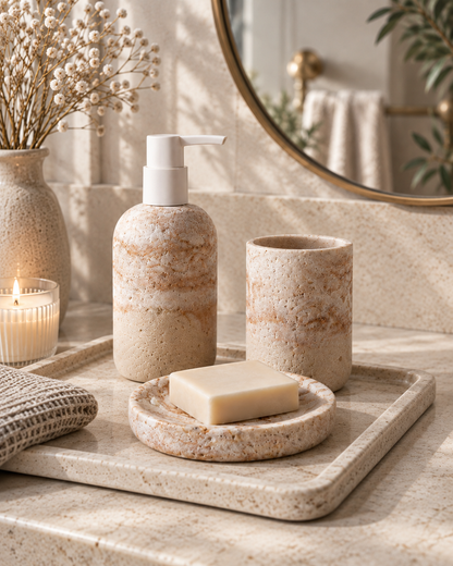 LUSÉVA Travertine Bathroom Set