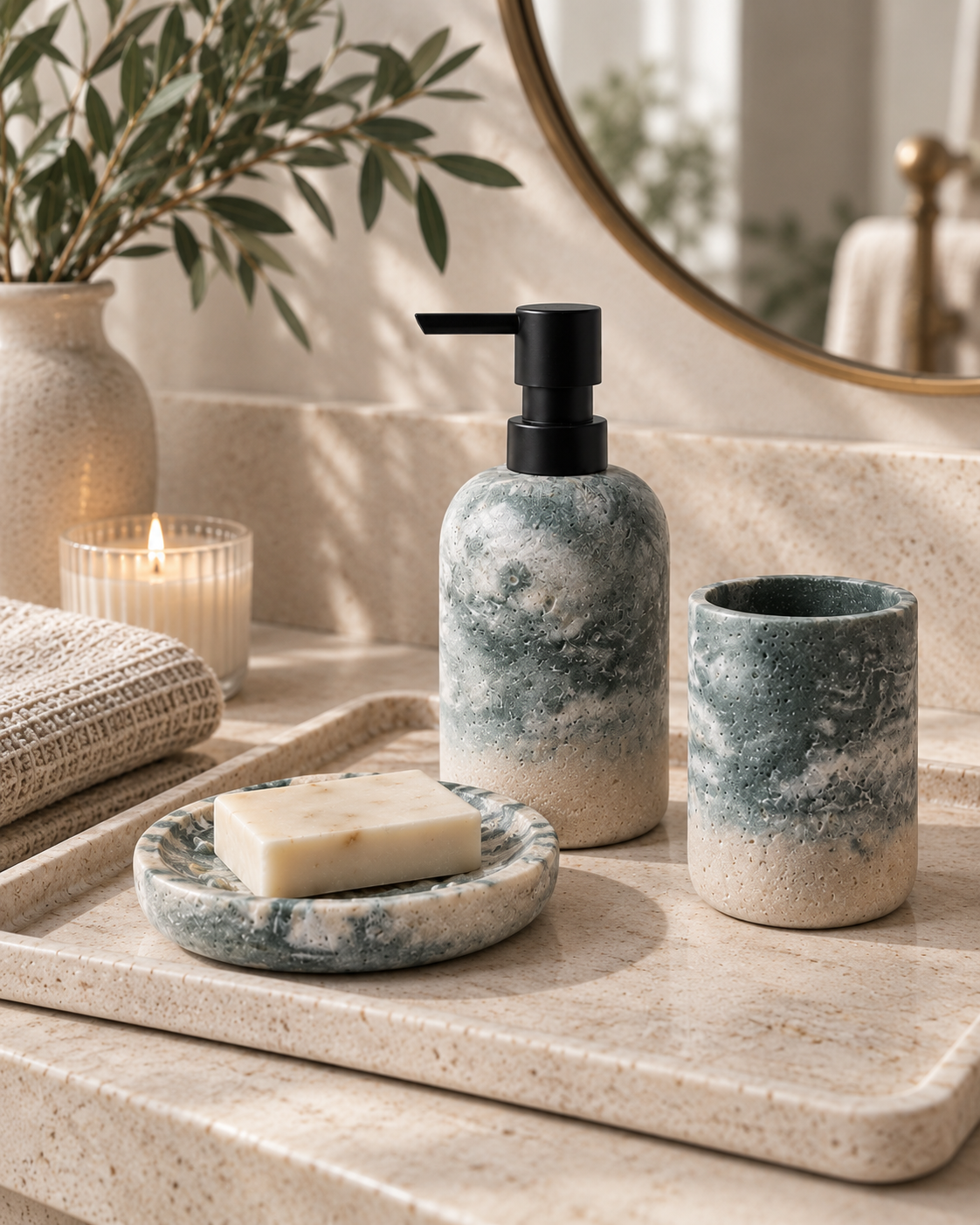 LUSÉVA Travertine Bathroom Set